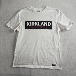 Kirkland Signature Whtie Short Sleeve Graphic Logo Shirt Men's Large Ladies XL